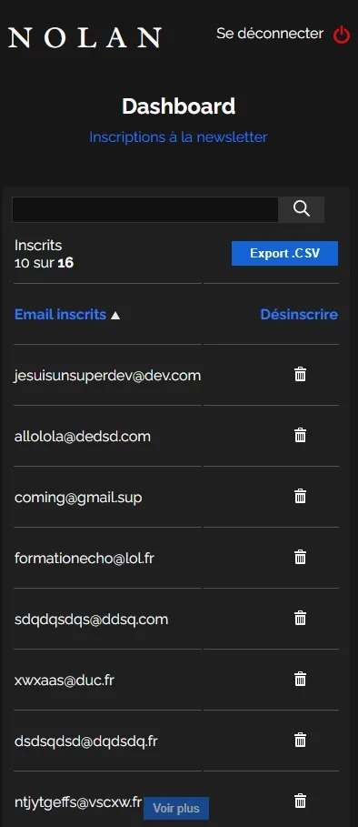 Capture d'écran - Backoffice listing mobile