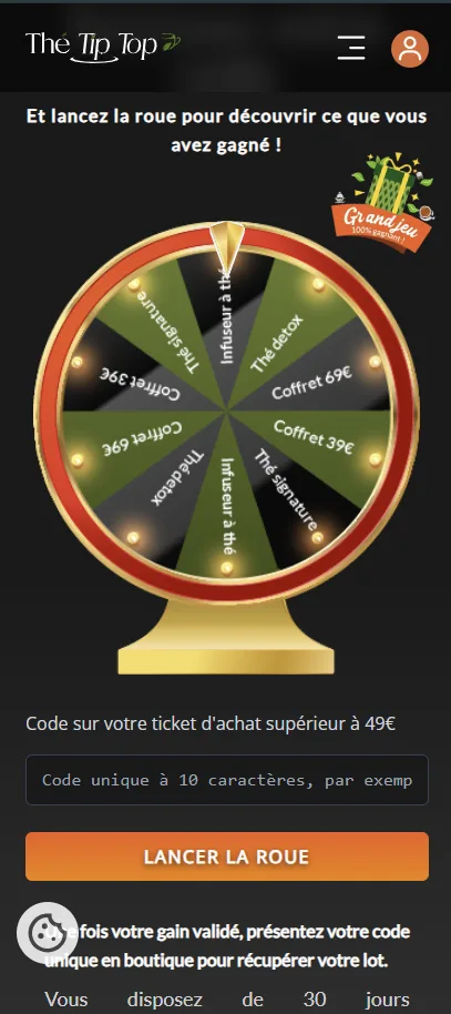 Roue jeu concours mobile