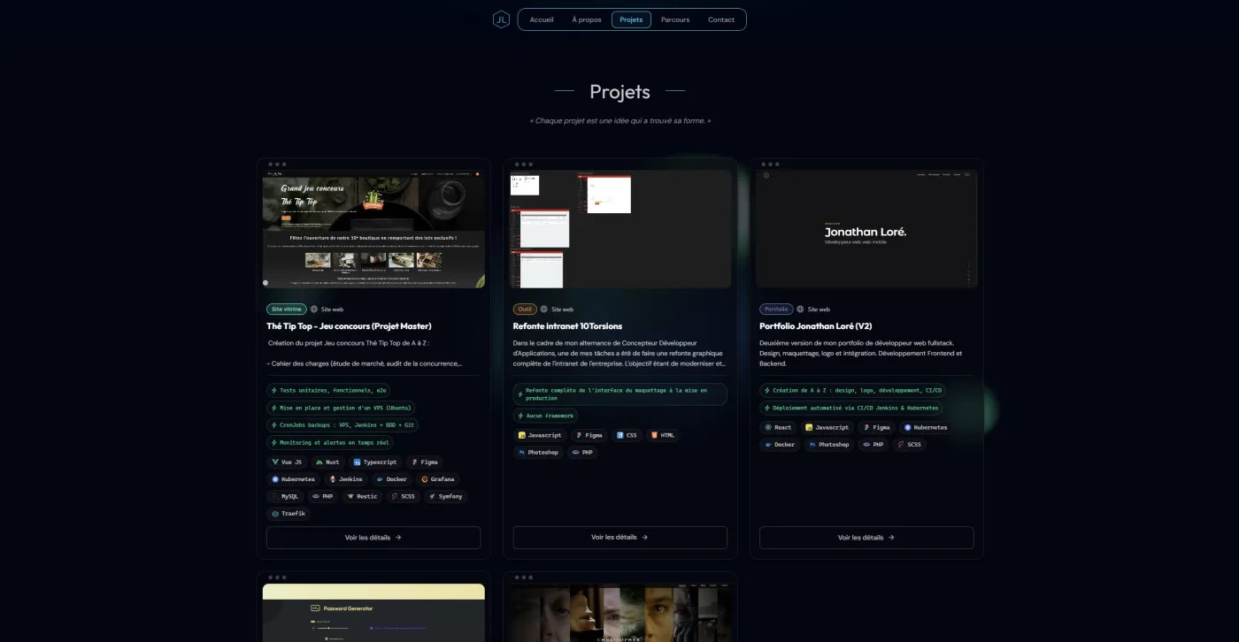 Section projets